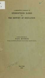 Stereopticon views in the history of education in the collection of Paul Monroe_cover