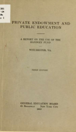 Private endowment and public education; a report on the use of the Handley Fund;_cover