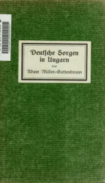 Deutsche Sorgen in Ungarn; Studien und Bekenntnisse_cover