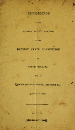 Proceedings of the ... annual meeting of the Baptist State Convention [serial] 1832_cover