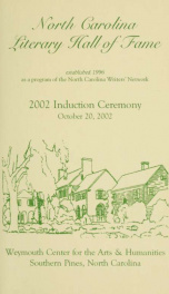 North Carolina Literary Hall of Fame 2002 induction ceremony : October 20, 2002 2002_cover