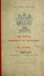 The Royal Regiment of Artillery at Le Cateau, Wednesday, 26th August, 1914_cover