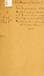 The supineness of the North Carolina historical association and the ignorance of the North Carolina Society of colonial dames_cover