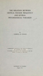 The relation between critical flicker frequency and several psychological variables_cover