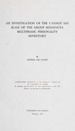 An investigation of the Cannot Say scale of the group Minnesota multiphasic personality inventory_cover