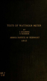 Complete tests of the Willis straightline watthour meter and the Columbia shunted astatic watthour meter_cover