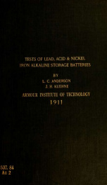 Comparative tests of lead / lead acid and nickel / iron alkaline storage batteries_cover