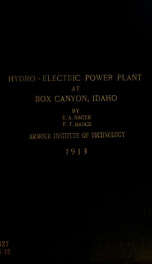 Design of proposed hydro-electric power plant at Box Canyon, Idaho_cover