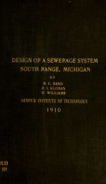 Design of a sewerage system South Range, Michigan_cover