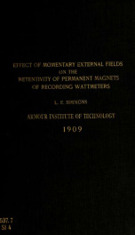 A study of the effect of momentary external fields on the retentivity of the permanent magnets of recording wattmeters_cover