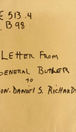 Letter from General Butler to Hon. Daniel S. Richardson_cover