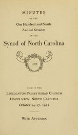 Minutes of the ... annual sessions of the Synod of North Carolina ... [serial] 1922_cover