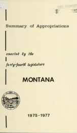 Legislative summary; report of appropriations enacted by the ... Legislature 1975-77_cover