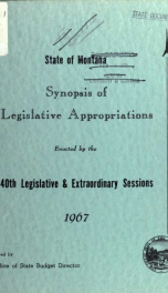 Synopsis of legislative appropriations enacted by the ... Legislative and extraordinary sessions 1967_cover