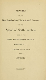 Minutes of the ... annual sessions of the Synod of North Carolina ... [serial] 1919_cover