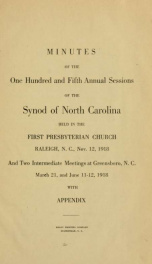 Minutes of the ... annual sessions of the Synod of North Carolina ... [serial] 1918_cover