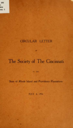 Circular letter of the Society of the Cincinnati in the state of Rhode Island and Providence Plantations_cover