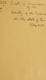 List of members of the Society of the Cincinnati in the state of New Jersey, July 4, 1911 .._cover