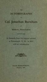 The autobiography of Col. Jonathan Burnham of Salisbury_cover