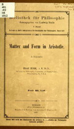 Matter and form in Aristotle : a rejoinder_cover