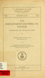 The employment-certificate system : a safeguard for the working child_cover