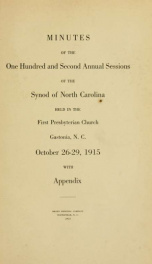 Minutes of the ... annual sessions of the Synod of North Carolina ... [serial] 1915_cover