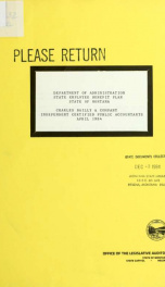 Department of Administration State Employee Benefit Plan, State of Montana 1984_cover