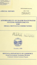 Affordability of major wastewater systems improvements for small Montana communities 1990_cover