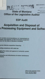 EDP audit, acquisition and disposal of data processing equipment and software 1984_cover