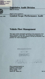 Vehicle fleet management : limited scope performance audit 1996_cover