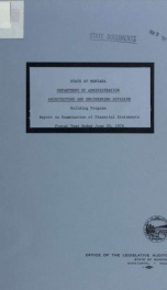 Department of Administration, Architecture and Engineering Division, building program : report on examination of financial statements 1976_cover