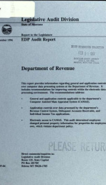 Department of Revenue : EDP audit report 1996_cover