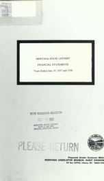 Montana State Lottery financial statements, years ended June 30, ... 1997_cover