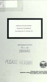 Montana State Lottery financial statements, years ended June 30, ... 1996_cover