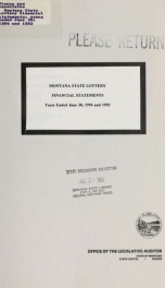 Montana State Lottery financial statements, years ended June 30, 1994 and 1993 1994_cover