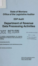 EDP audit, Department of Revenue data processing activities / State of Montana, Office of the Legislative Auditor 1984_cover