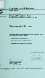 Department of Revenue financial-compliance audit for the two fiscal years ended .. 2002_cover