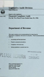 Department of Revenue financial-compliance audit for the two fiscal years ended .. 1996_cover