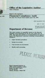 Department of Revenue financial-compliance audit for the two fiscal years ended .. 1994_cover