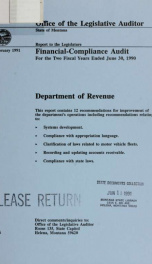 Department of Revenue financial-compliance audit for the two fiscal years ended .. 1990_cover