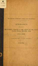 Memorandum relative to the general officers in the armies of the United States during the civil war, 1861-1865_cover