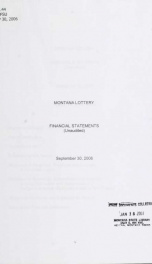 Montana Lottery financial statements (unaudited) September 30, 2006_cover