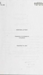 Montana Lottery financial statements (unaudited) September 30, 2004_cover