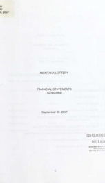 Montana Lottery financial statements (unaudited) September 30, 2007_cover