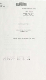 Montana Lottery financial statements (unaudited) September 30, 1991_cover