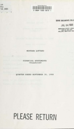 Montana Lottery financial statements (unaudited) September 30, 1988_cover