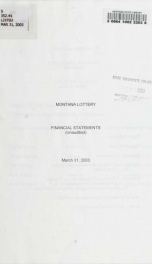 Montana Lottery financial statements (unaudited) March 31, 2003_cover