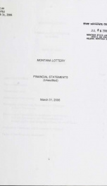 Montana Lottery financial statements (unaudited) March 31, 2006_cover