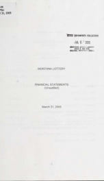 Montana Lottery financial statements (unaudited) March 31, 2005_cover