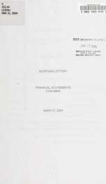 Montana Lottery financial statements (unaudited) March 31, 2004_cover